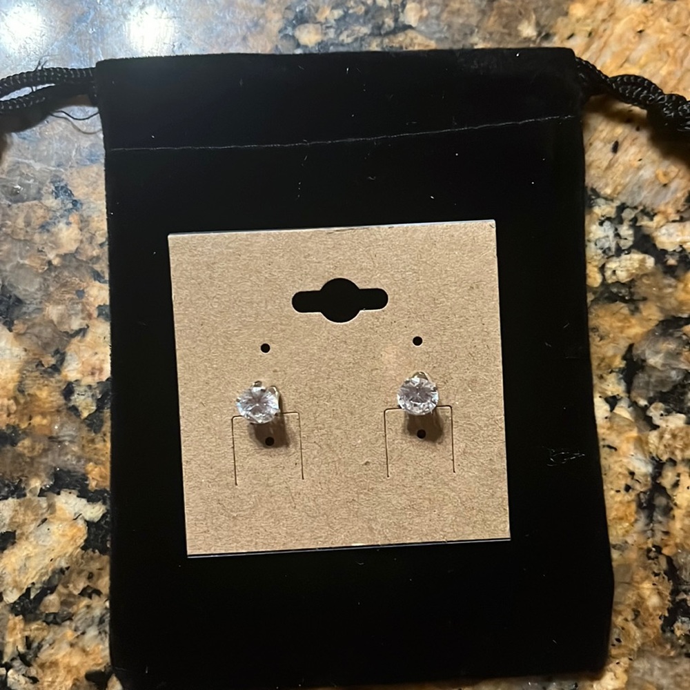 6 mm cz sterling silver earrings